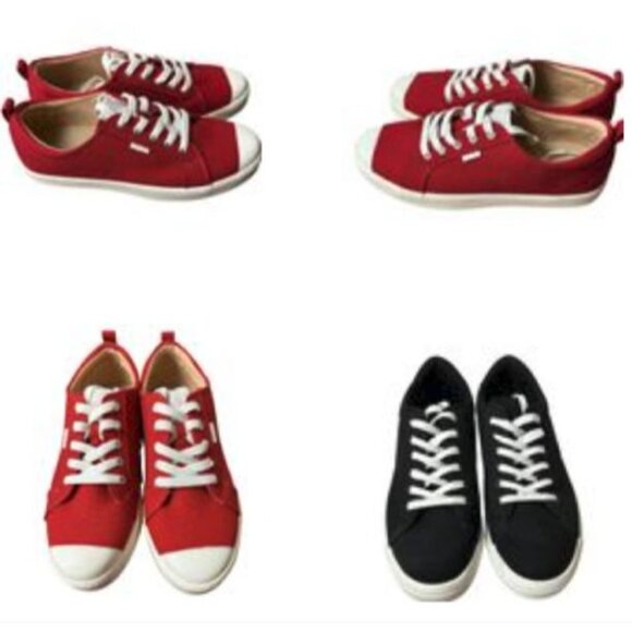 Journee Collection Sz10 Lot of 2 Sneakers Red NEW + Black USE Worn Once - Picture 1 of 16